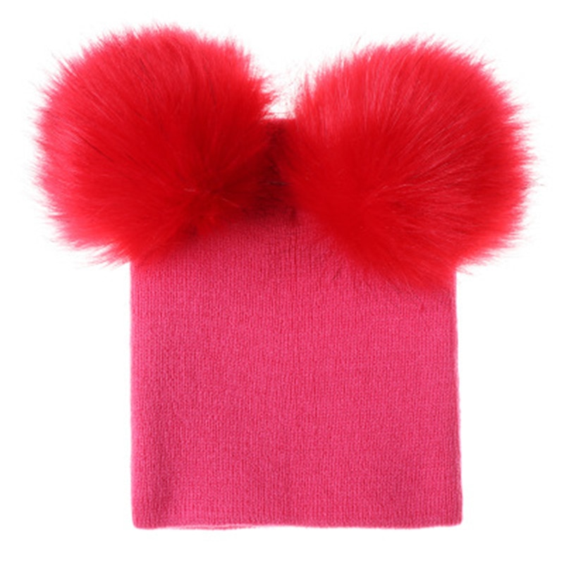 Double Pom Pom Beanie Hat For Kids